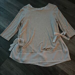 Anthropologie Pebble and Stone White and Tan Layerd  Blouse